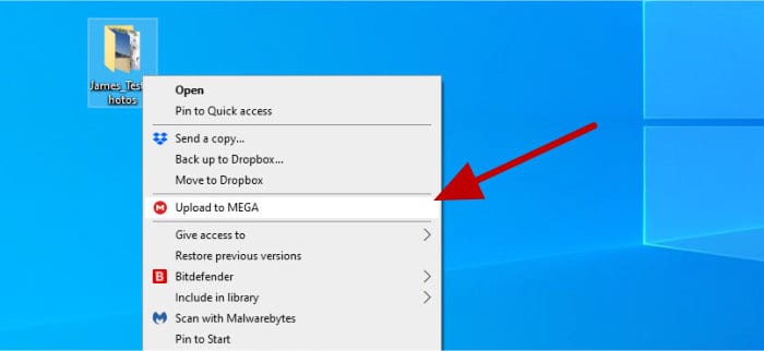 mega review - mega windows context menu upload
