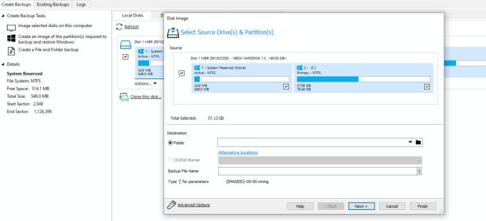 best free disk cloning software - macrium reflect 8 free in-use
