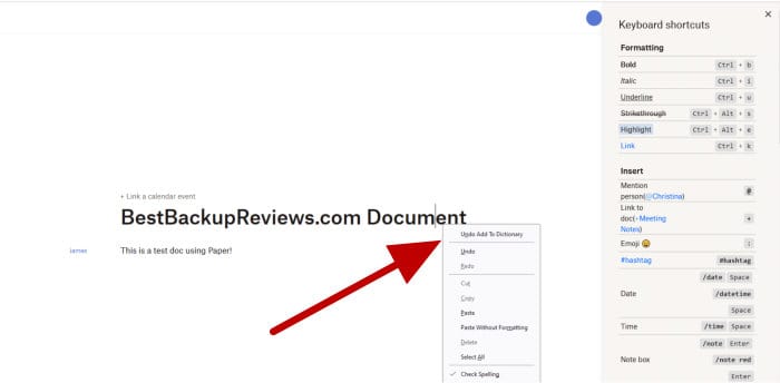 dropbox review - dropbox paper word processor functions