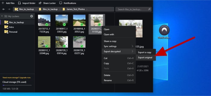 nordlocker review - decrypting files from windows app