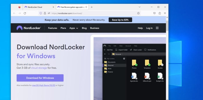 nordlocker review - desktop software download page