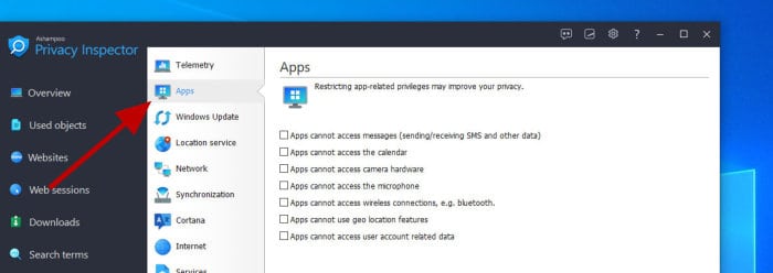 privacy inspector - windows apps privacy view