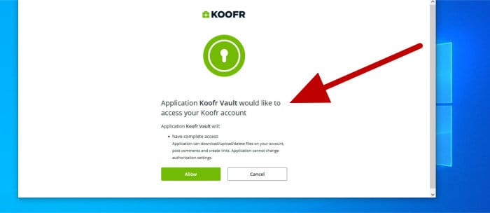 koofr review - koofr vault authentication page