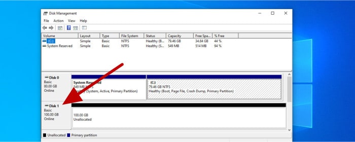 best ssd migration software - new ssd drive showing in windows disk management utility