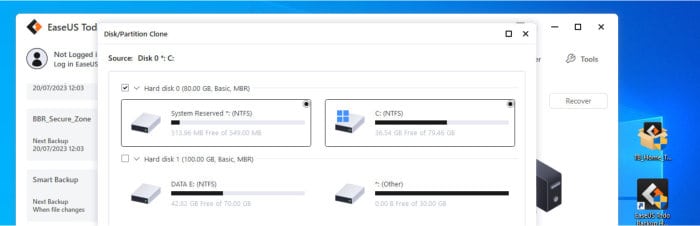 easeus todo backup review - select source disk for disk cloning