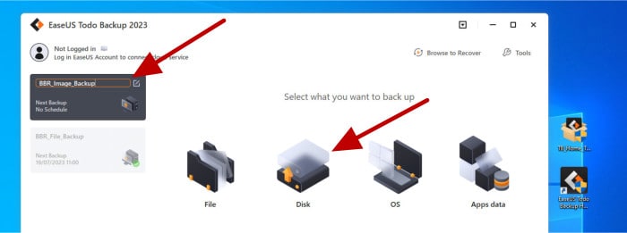 easeus todo backup review - new disk image backup set