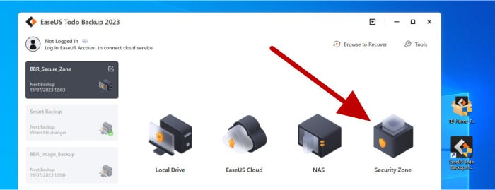 easeus todo backup review - new security zone storage location