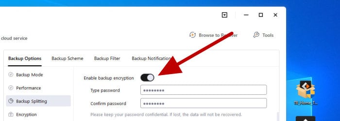 easeus todo backup review - security encryption settings