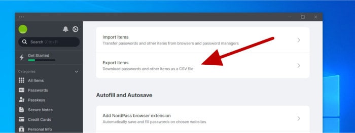 nordpass review 2023 - desktop app export passwords settings
