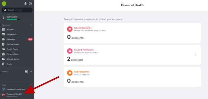 nordpass review 2023 - password health checking tool