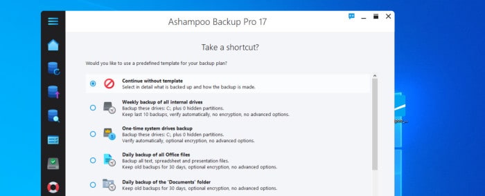 best disk imaging software - ashampoo backup pro 17 backup templates