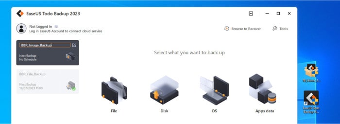 best disk imaging software - easeus todo backup selecting disk image type