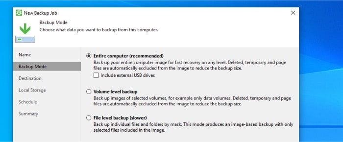best disk imaging software - veeam agent backup type