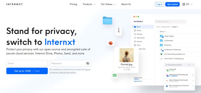 most secure way to store files - internxt encrypted cloud storage web sign-up