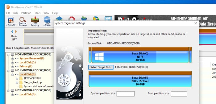 best free disk cloning software - diskgenius full system cloning in-use