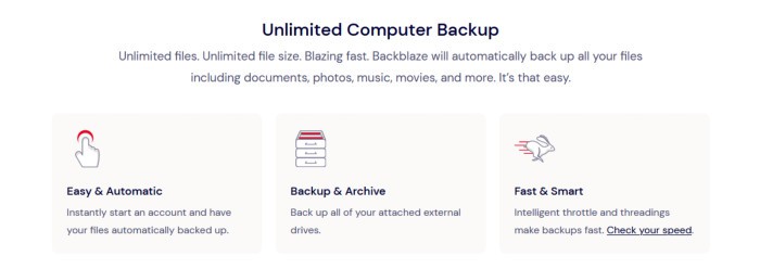 best unlimited cloud backup - backblaze features web