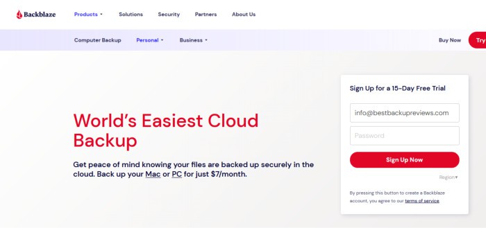 best unlimited cloud backup - backblaze web signup