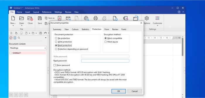 ashampoo office 9 review - write application document properties setting encryption