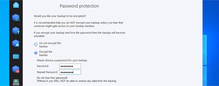 ashampoo backup pro 25 review - security encryption settings