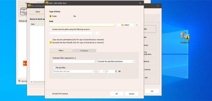iperius backup review - selecting files and folders for backup