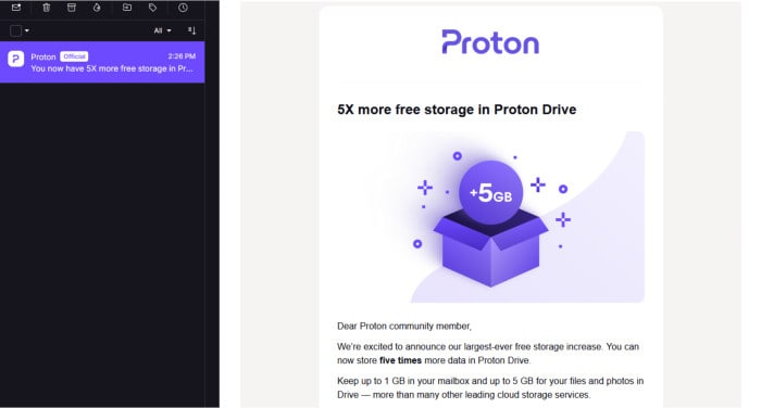 proton drive 5gb upgrade - post featured